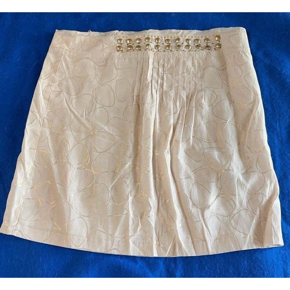 Josephine Chaus Petite Gold Embroidered Studded Skirt Size 12P